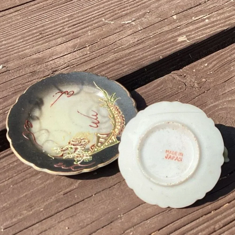 Vintage Miniature Dragon Teacup Saucer Set Made in Japan‎